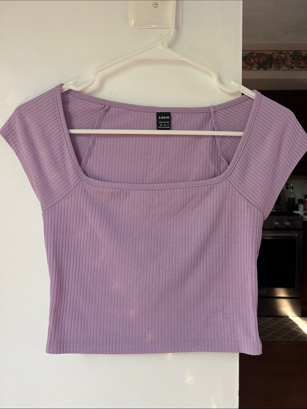 SHEIN || Lavender Ribbed Square Neck Crop Top